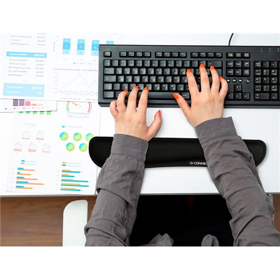Reposamuñecas Q-Connect Memory Foam Para Teclado Color Negro 460X85X25 Mm