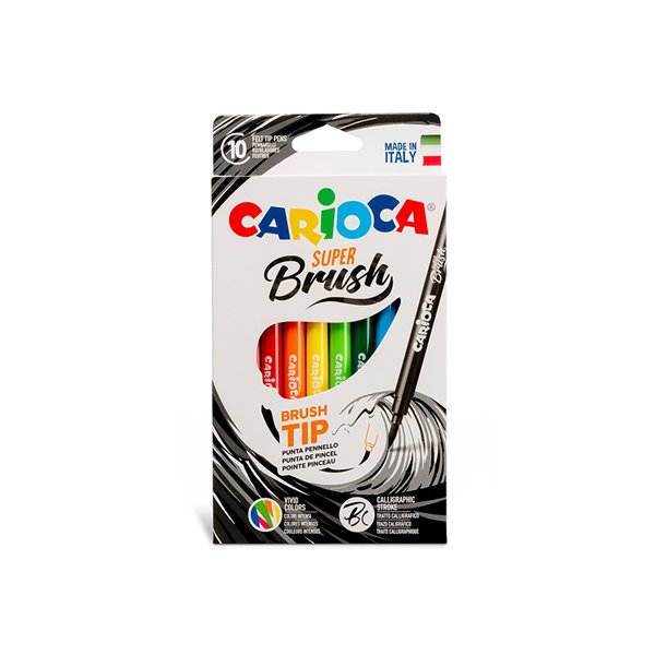 Rotulador Carioca Super Brush Caja De 10 Unidades Colores Surtidos