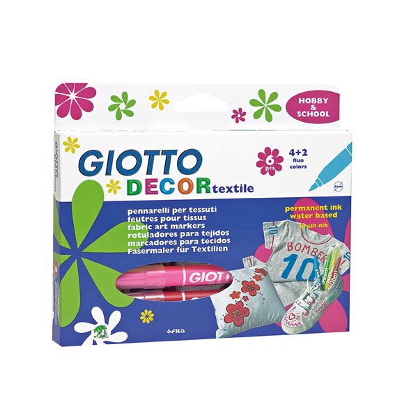 Rotulador Giotto Decor Textile Para Camisetas 6 Colores