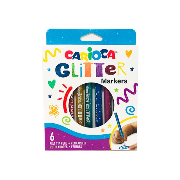 Rotulador Carioca Glitter Purpurina Punta 1 Mm Caja De 6 Unidades Colores Surtidos