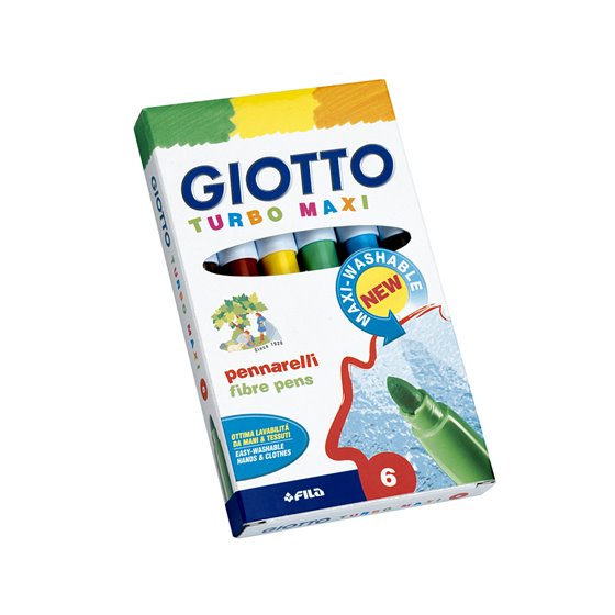 Rotulador Giotto Turbo Maxi Caja De 6 Colores Lavables Con Punta Bloqueada