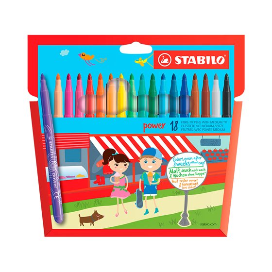 Rotulador Stabilo Power Caja De 18 Unidades Colores Surtidos