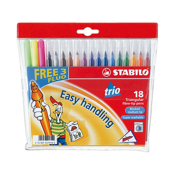 Rotulador Stabilo Trio A-Z Caja De 18 Unidades Colores Surtidos