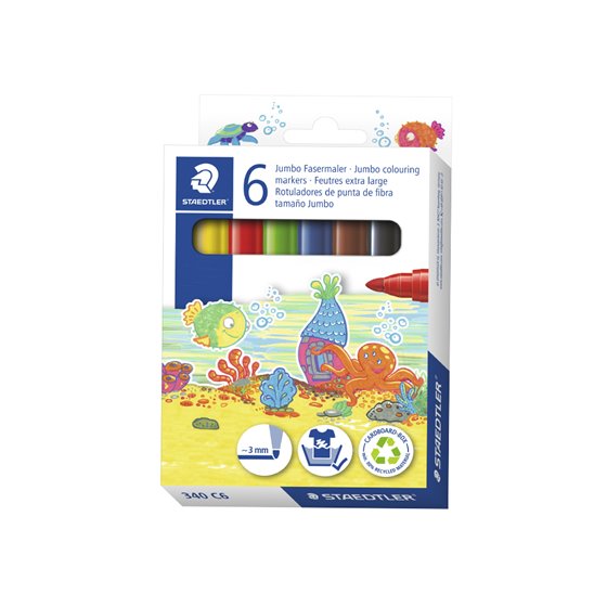 Rotulador Staedtler Color Jumbo Trazo 3 Mm Estuche De 6 Unidades Colores Surtidos