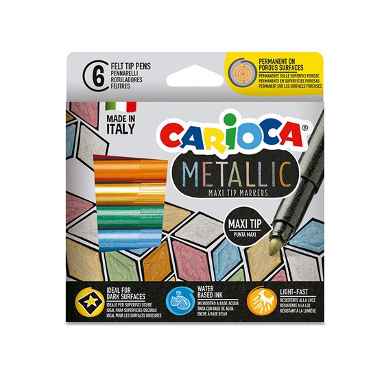 Rotulador Carioca Metallic Punta Maxi 6 Mm Caja De 6 Colores Surtidos