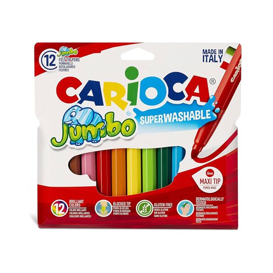 Rotulador Carioca Jumbo Punta Gruesa Estuche De 12 Unidades Colores Surtidos + 2 Gratis