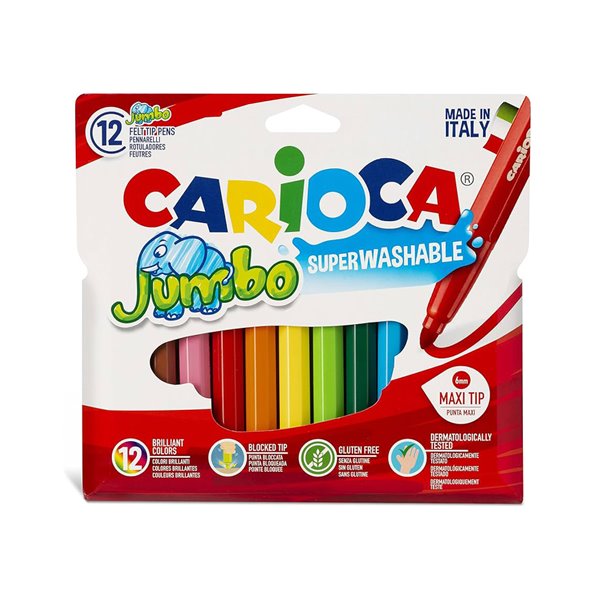 Rotulador Carioca Jumbo Punta Gruesa Estuche De 12 Unidades Colores Surtidos + 2 Gratis
