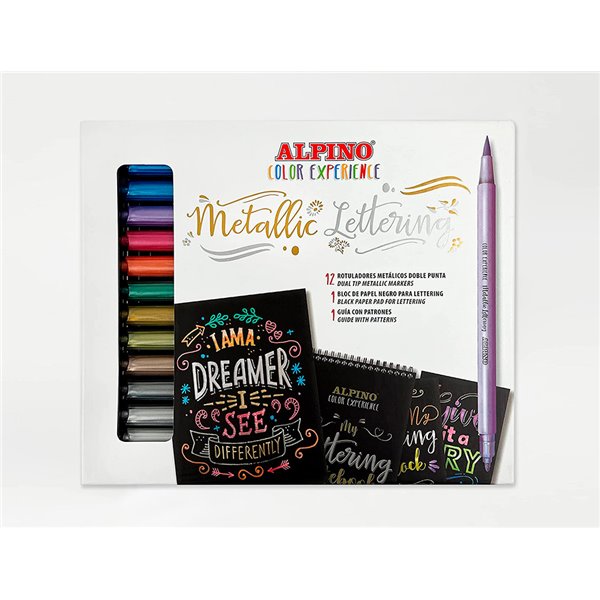 Rotulador Alpino Metallic Lettering Doble Punta Estuche De 12 Unidades Colores Surtidos