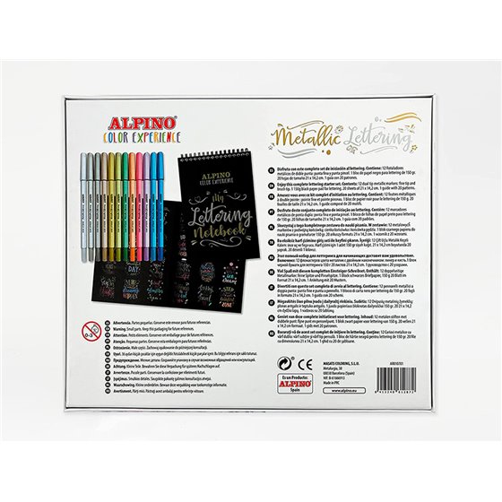Rotulador Alpino Metallic Lettering Doble Punta Estuche De 12 Unidades Colores Surtidos