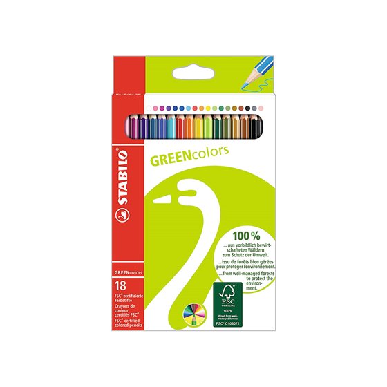 Lapices De Colores Stabilo Green Colors Con Certificado Fsc Estuche Carton De 18 Unidades Colores Surtidos