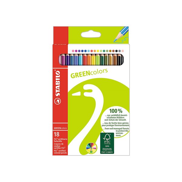 Lapices De Colores Stabilo Green Colors Con Certificado Fsc Estuche Carton De 18 Unidades Colores Surtidos