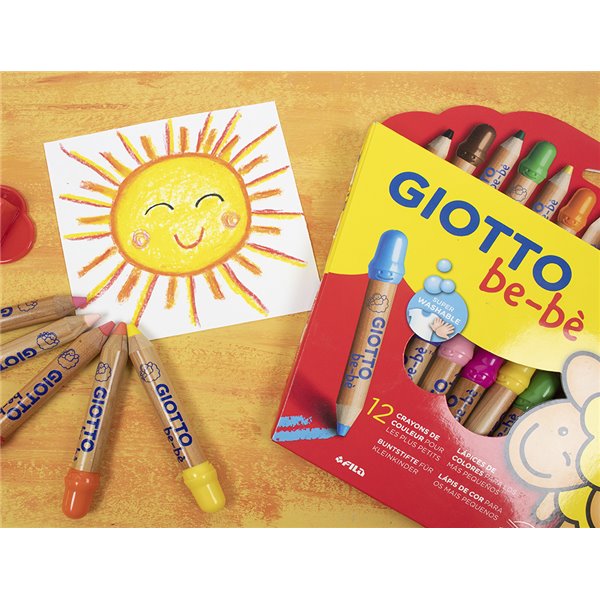 Lapices De Colores Giotto Super Bebe Caja De 12 Lapices Colores Surtidos + Sacapuntas