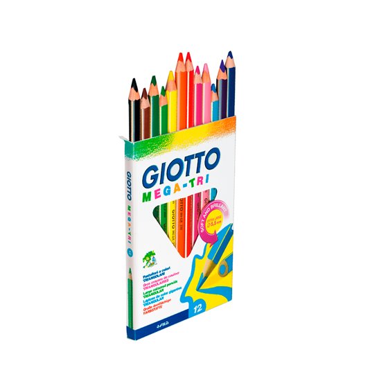 Lapices De Colores Giotto Mega Tri Caja De 12 Colores Mina 5,5 Mm