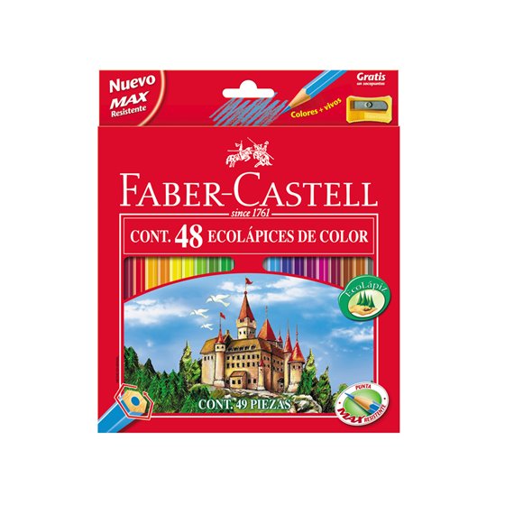 Lapices De Colores Faber-Castell C/48 Colores Hexagonal Madera Reforestada