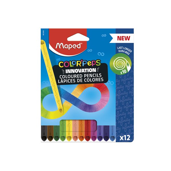 Lapices De Colores Maped Color Peps Infinity Caja De 12 Colores Surtidos