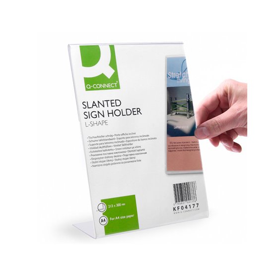 Expositor Sobremesa Q-Connect Con Forma De L Metacrilato Tamaño 213X300 Mm