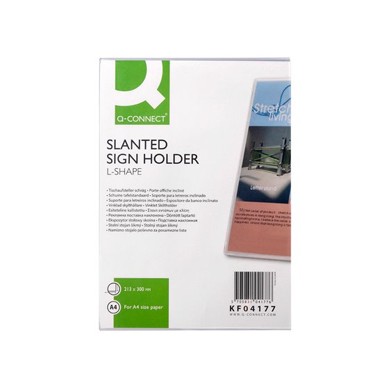 Expositor Sobremesa Q-Connect Con Forma De L Metacrilato Tamaño 213X300 Mm