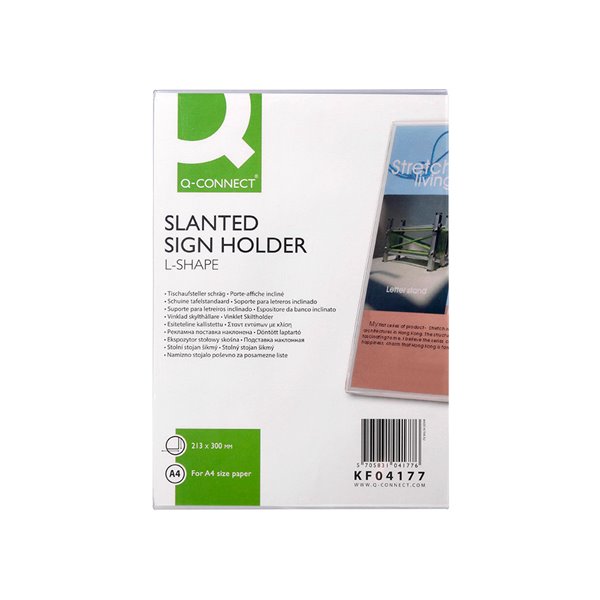 Expositor Sobremesa Q-Connect Con Forma De L Metacrilato Tamaño 213X300 Mm