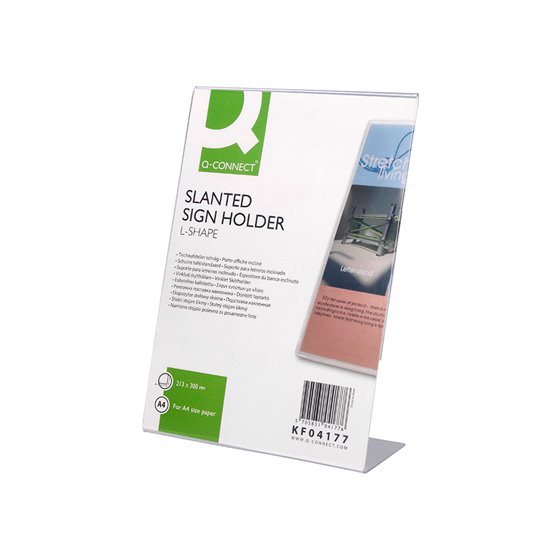Expositor Sobremesa Q-Connect Con Forma De L Metacrilato Tamaño 213X300 Mm