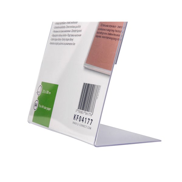 Expositor Sobremesa Q-Connect Con Forma De L Metacrilato Tamaño 213X300 Mm