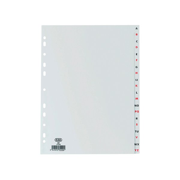 Separador Alfabetico Elba Plastico 120 Mc Din A4 11 Taladros A-Z Gris