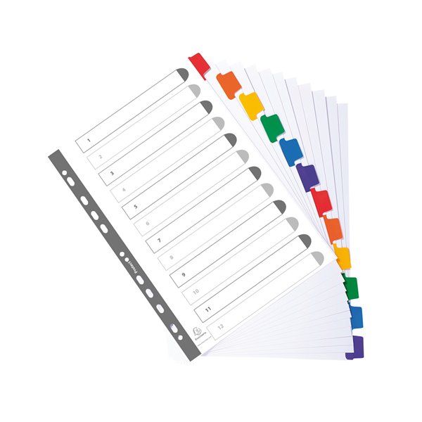Separador Exacompta Cartulina Juego De 12 Separadores Din A4 Multitaladro Color Blanco