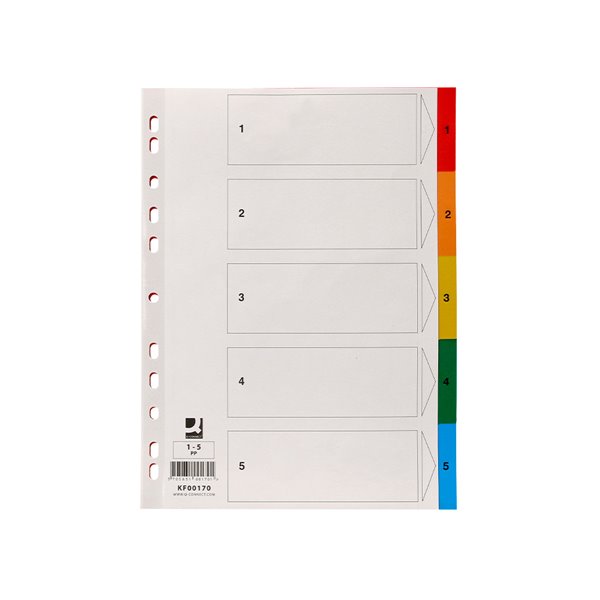 Separador Q-Connect Plastico Juego De 5 Separadores Din A4 Multitaladro