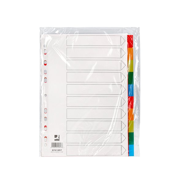 Separador Q-Connect Plastico Juego De 10 Separadores Din A4 Multitaladro