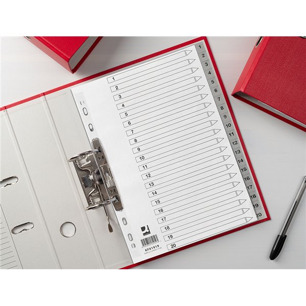 Separador Numerico Q-Connect Plastico 1-20 Juego De 20 Separadores Din A4 Multitaladro