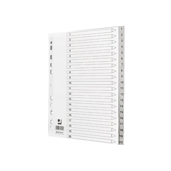 Separador Numerico Q-Connect Plastico 1-20 Juego De 20 Separadores Din A4 Multitaladro