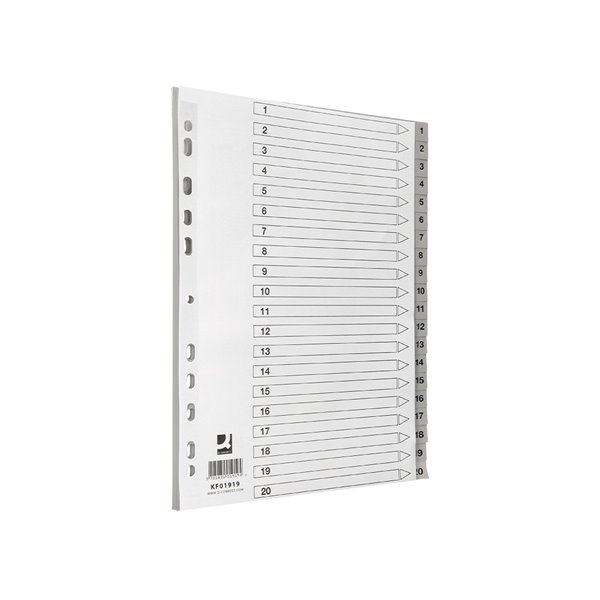 Separador Numerico Q-Connect Plastico 1-20 Juego De 20 Separadores Din A4 Multitaladro