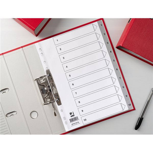 Separador Numerico Q-Connect Plastico 1-10 Juego De 10 Separadores Din A4 Multitaladro