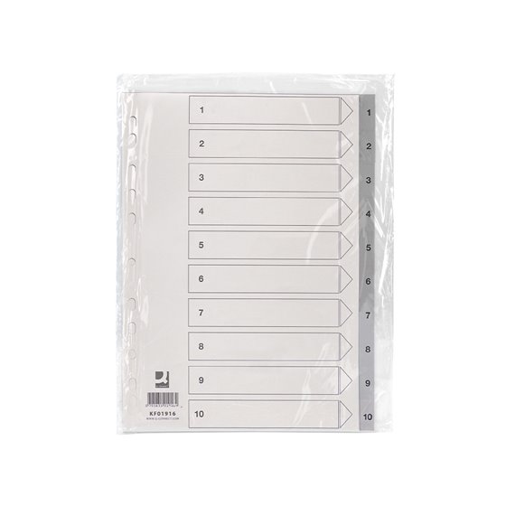 Separador Numerico Q-Connect Plastico 1-10 Juego De 10 Separadores Din A4 Multitaladro