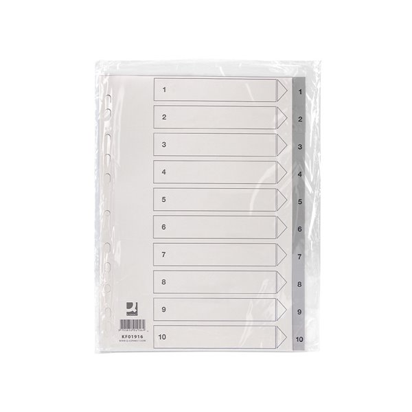 Separador Numerico Q-Connect Plastico 1-10 Juego De 10 Separadores Din A4 Multitaladro