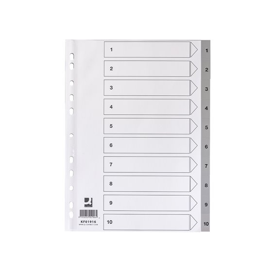 Separador Numerico Q-Connect Plastico 1-10 Juego De 10 Separadores Din A4 Multitaladro