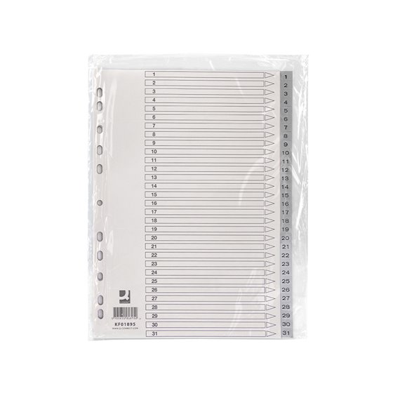 Separador Numerico Q-Connect Plastico 1-31 Juego De 31 Separadores Din A4 Multitaladro