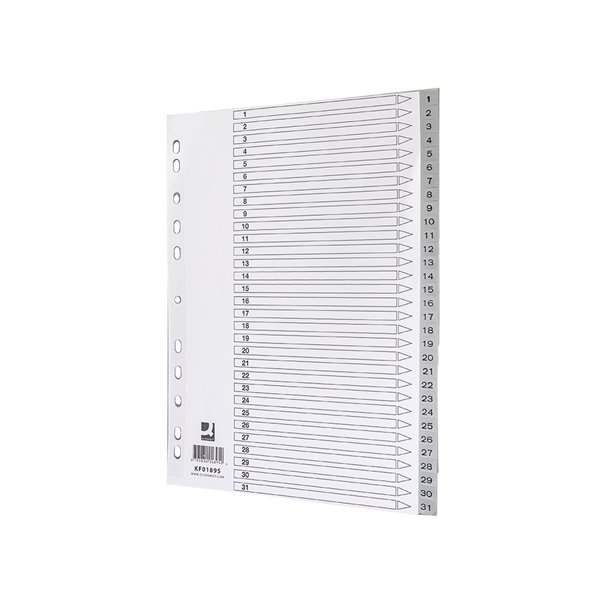 Separador Numerico Q-Connect Plastico 1-31 Juego De 31 Separadores Din A4 Multitaladro