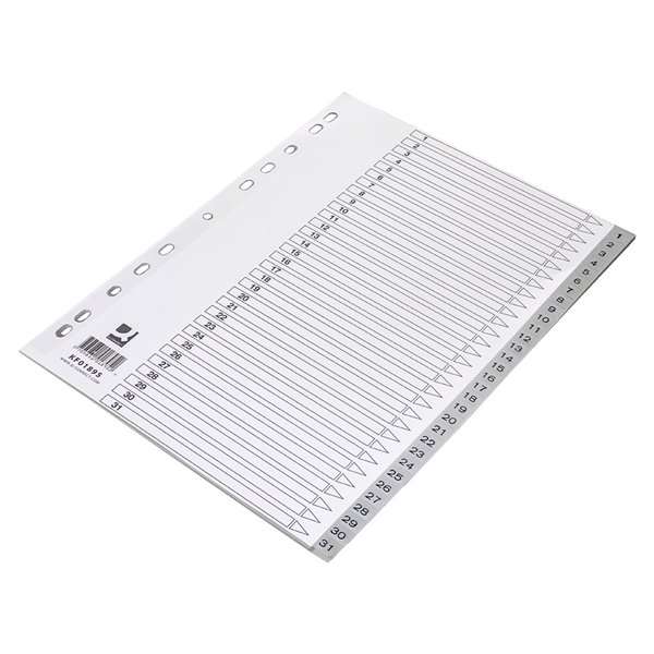 Separador Numerico Q-Connect Plastico 1-31 Juego De 31 Separadores Din A4 Multitaladro