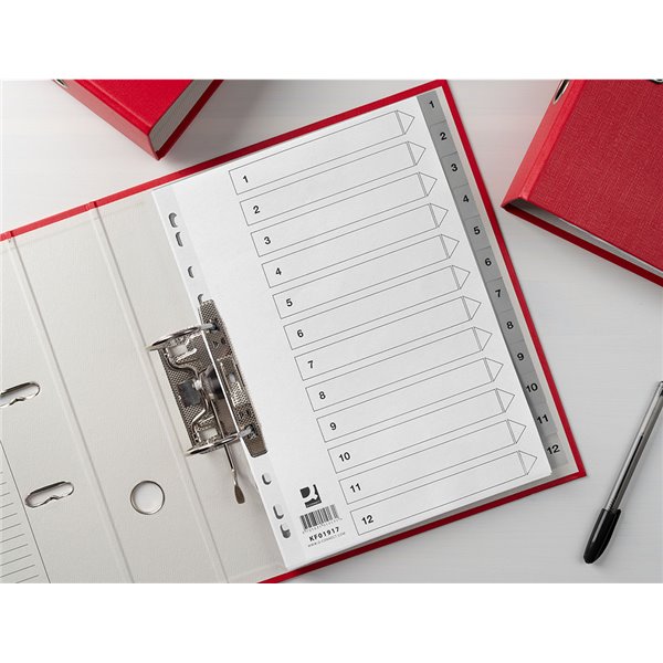 Separador Numerico Q-Connect Plastico 1-12 Juego De 12 Separadores Din A4 Multitaladro
