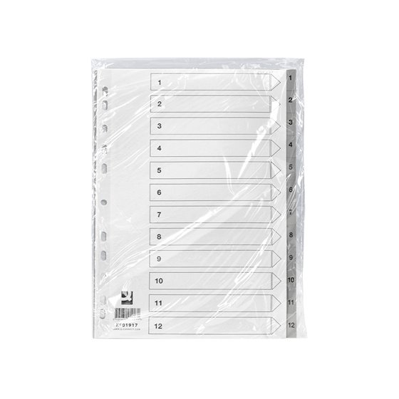 Separador Numerico Q-Connect Plastico 1-12 Juego De 12 Separadores Din A4 Multitaladro