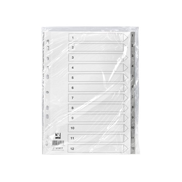 Separador Numerico Q-Connect Plastico 1-12 Juego De 12 Separadores Din A4 Multitaladro