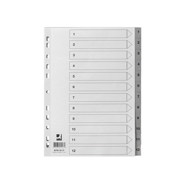 Separador Numerico Q-Connect Plastico 1-12 Juego De 12 Separadores Din A4 Multitaladro