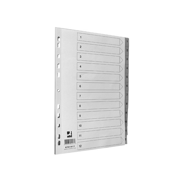 Separador Numerico Q-Connect Plastico 1-12 Juego De 12 Separadores Din A4 Multitaladro