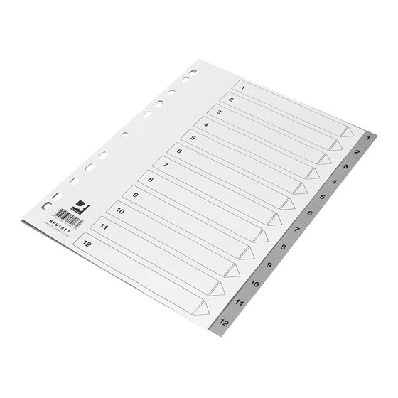 Separador Numerico Q-Connect Plastico 1-12 Juego De 12 Separadores Din A4 Multitaladro