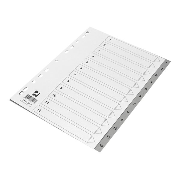 Separador Numerico Q-Connect Plastico 1-12 Juego De 12 Separadores Din A4 Multitaladro