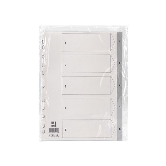 Separador Numerico Q-Connect Plastico 1-5 Juego De 5 Separadores Din A4 Multitaladro