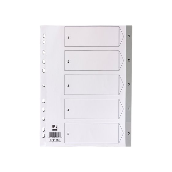 Separador Numerico Q-Connect Plastico 1-5 Juego De 5 Separadores Din A4 Multitaladro