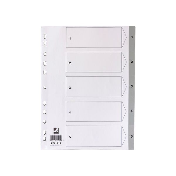 Separador Numerico Q-Connect Plastico 1-5 Juego De 5 Separadores Din A4 Multitaladro