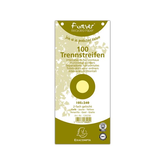 Separador Exacompta Cartulina De 180 Gr Juego De 100 Separadores 105X240 Mm Con 2 Taladros Color Amarillo