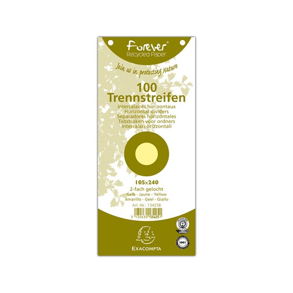 Separador Exacompta Cartulina De 180 Gr Juego De 100 Separadores 105X240 Mm Con 2 Taladros Color Amarillo